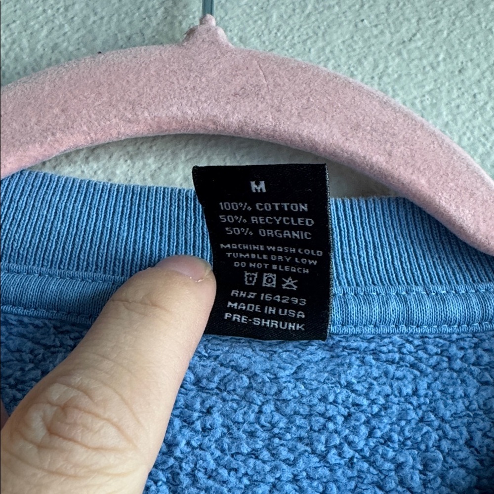 The Pleasing Frog Flower Crewneck Sweatshirt Adult Size Medium Sky Blue Cotton - Picture 4 of 5